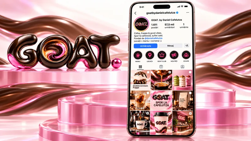 Profilul de Instagram GOAT redesenat, pe un telefon