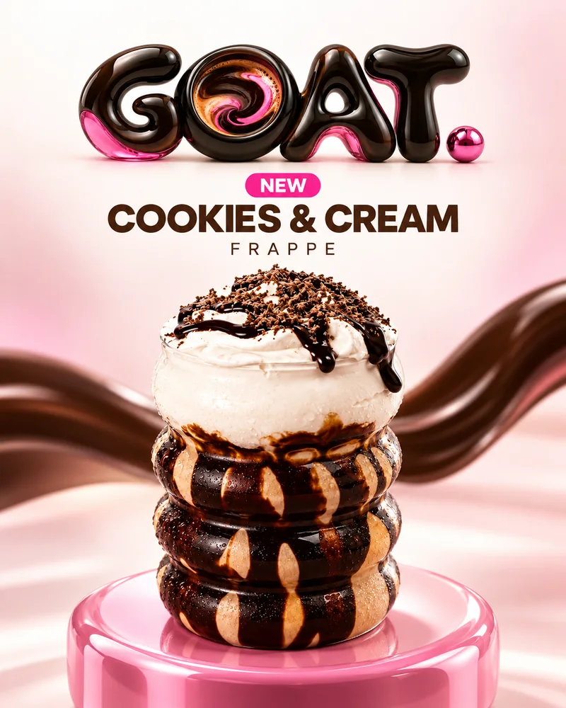 Afiș pentru noul Cookies & Cream Frappe