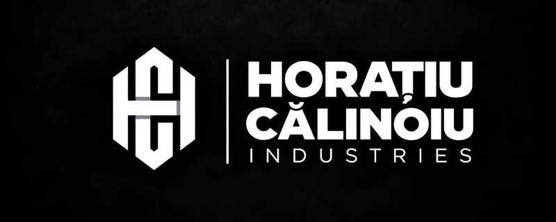 Logo-ul complet HC Industries pe negru
